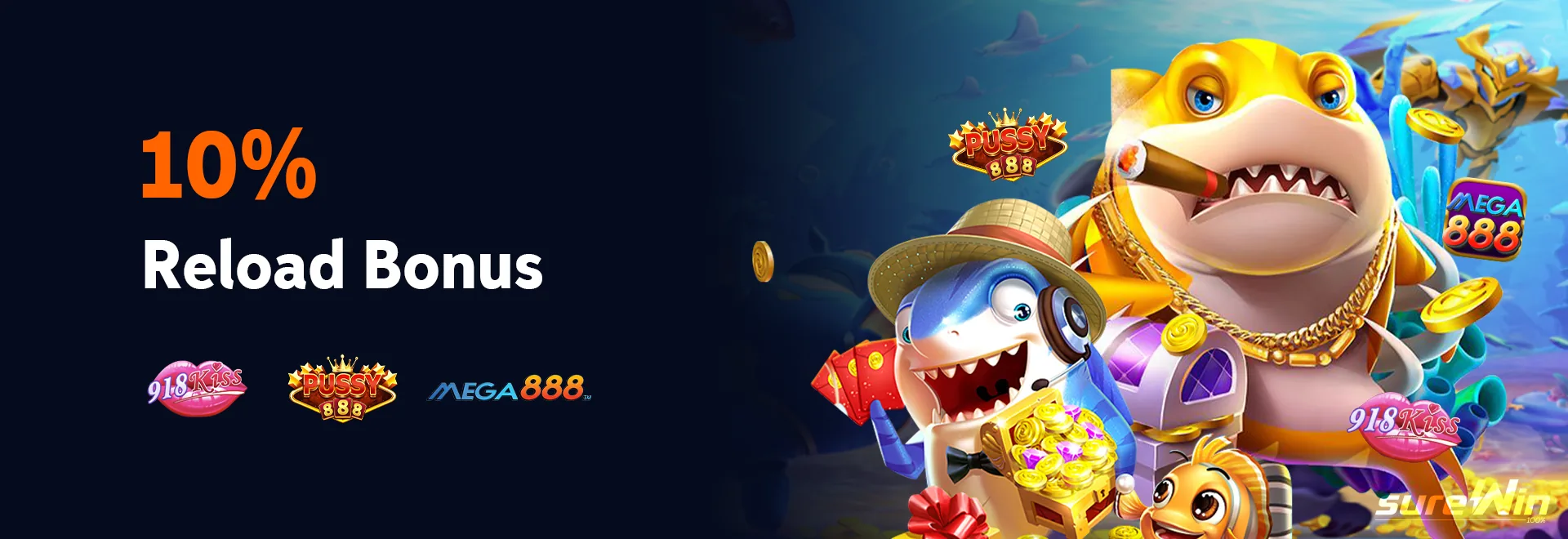 sureWin promotion — 10% Unlimited Reload Bonus【918Kiss, Mega888】